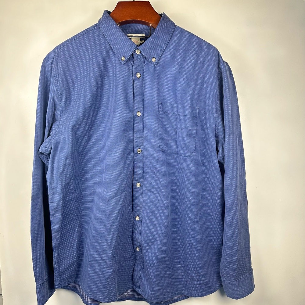 CARBON 2 COBALT Mens‎ XL Blue/Micro Polka Dot Cotton Button Down Shirt No.133359
